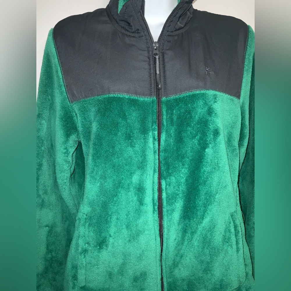 Danskin Cozy Green and Black Teddy Jacket Sz S - Picture 2 of 11